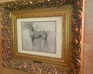 Gilt framed Degas horse print