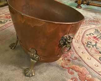 Copper & brass vintage firewood bucket