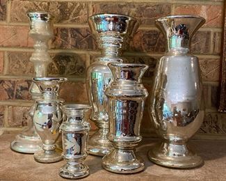 Vintage mercury glass vases