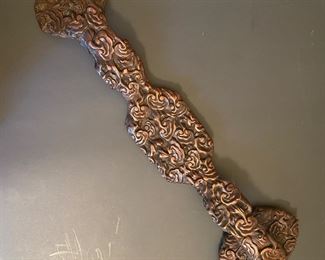 Cloisonne scepter, carved wood reverse
