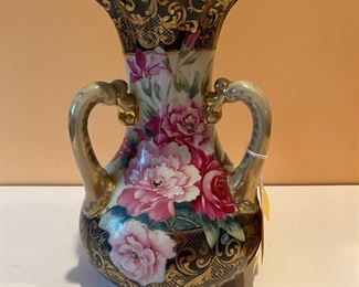 Hand painted three handled vase