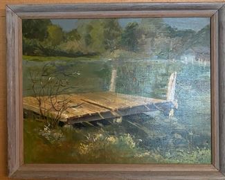 Original oil painting - dock - Jeanne Ryan