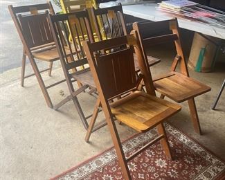 Vintage folding wooden chairs