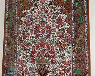 Persian Silk figural rug approximately 5 x 7