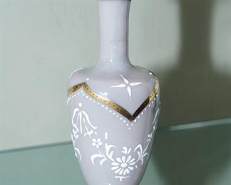 Lavender & white floral glass perfume bottle