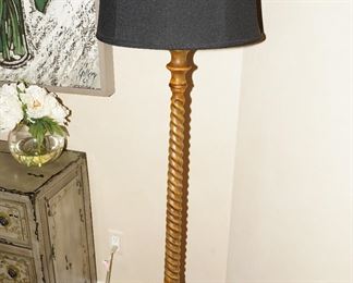Carved barley twist floor lamp