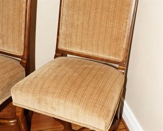Century Furniture gold velvet & wood dining chairs.