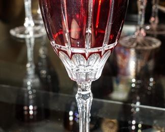 Bohemian cut to clear crystal wine glasses