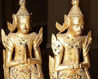 Gold gilt carved wood Balanese Gods