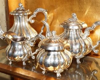 4 Piece 800 silver Continental tea & coffee serving set