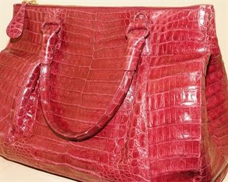 Red Nancy Gonzalez caiman crocodile handbag