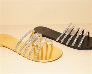 Giuseppe Zanotti rhinestone sandals, in gold and black.