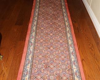 Persian floral wool & silk floor runner-about 24ft x 3.5ft
