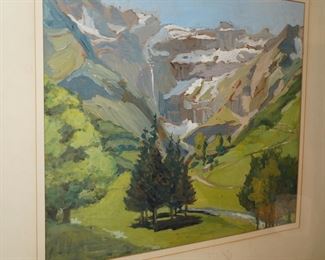 Vintage watercolor landscape-F. Weaver