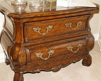 Marge Carson granite topped two drawer bombe chest