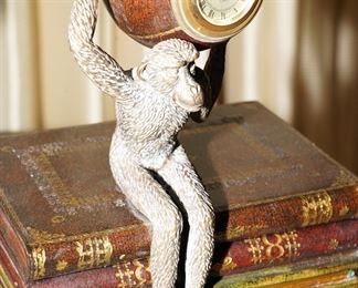 Maitland Smith time clock monkey storage book box.