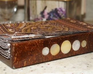 Inlaid mother of pearl tissue holder