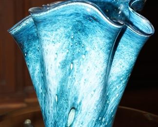 Blue Murano handkerchief vase