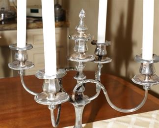 Silver candelabra centerpiece