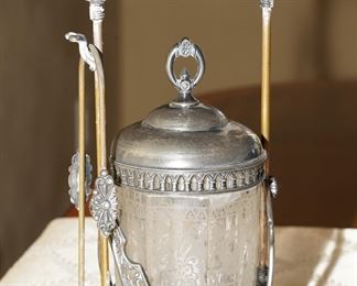 Crystal & silver pickle jar