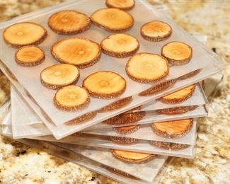 Vintage lucite & wood coasters