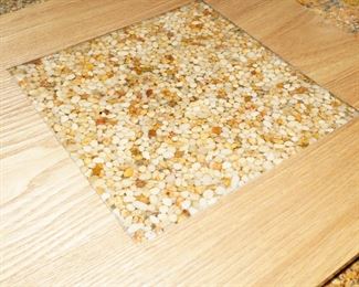 Inlaid stone & wood placemats/trays