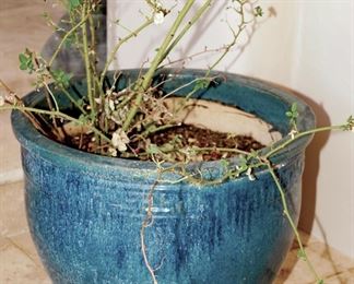 Glazed ceramic planters; approx. 24" in diameter. There are several of these available in various colors.