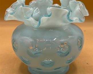 Fenton Coin Dot Rose Bowl