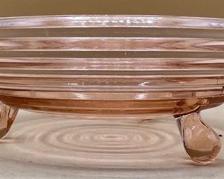 Anchor Hocking Pink Depression Glass "Manhattan" Pattern Footed Bowl