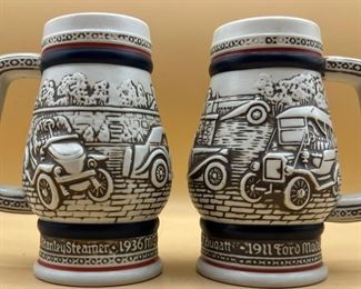 AVON Beer Stein C1982 Automobiles Of The World 2 Piece Set