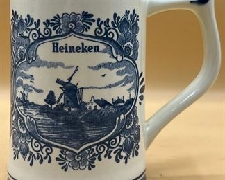Heineken Blue Delft Hand-Painted Beer Stein Windmill & Ship