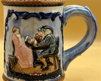 Occupied Japan Family Sitting At Table Beer Stein Mug