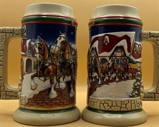 1998 Budweiser Stein Holiday CS343 Grant's Farm Pair
