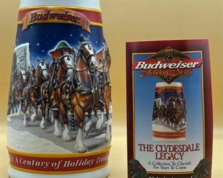 1999 Budweiser Holiday Stein 20th Anniversary