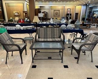 4 piece wicker patio set with cushions