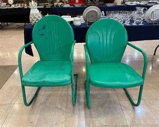 Vintage green metal chairs
