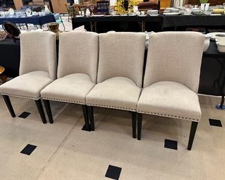 4 upholstered Pier One linen chairs