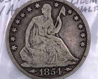 1854-O Seated Liberty Half Dollar, w/ Arrows, F
