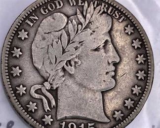 1915-D Barber Silver Half Dollar, VF
