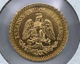 1945 Mexico Gold 2-1/2 Peso Coin