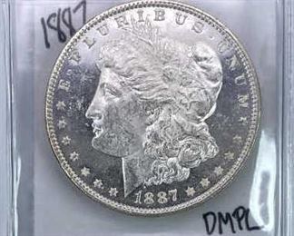 1887 Morgan Silver Dollar, Deep Mirror Prooflike