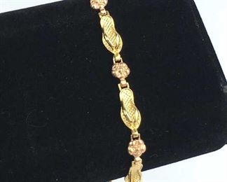 New 10K Yellow/Rose Gold Sandal Bracelet