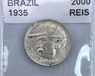 1935 Brazil 2000 Reis, XF, Nice Details