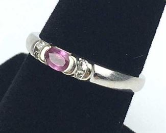 14K White Gold Ruby & Diamond Ring