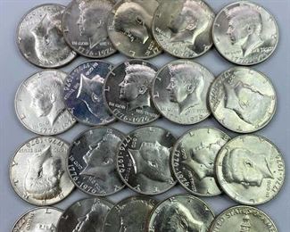 (20) 1976 Gem BU 40% Silver JFK Half Dollars