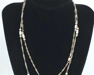 Sterling Silver Long Singapore Style Necklace