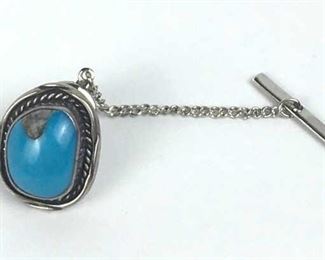 Sterling Silver Turquoise Tie Tack