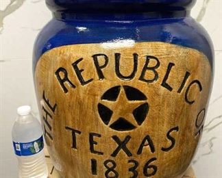Handmade Republic of Texas Lg Planter Pottery Blue