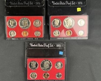 1973, 1974, 1975 US Mint Proof Sets
