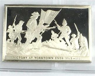 1.56oz Silver .925 Art Bar 1781 Yorktown Victory